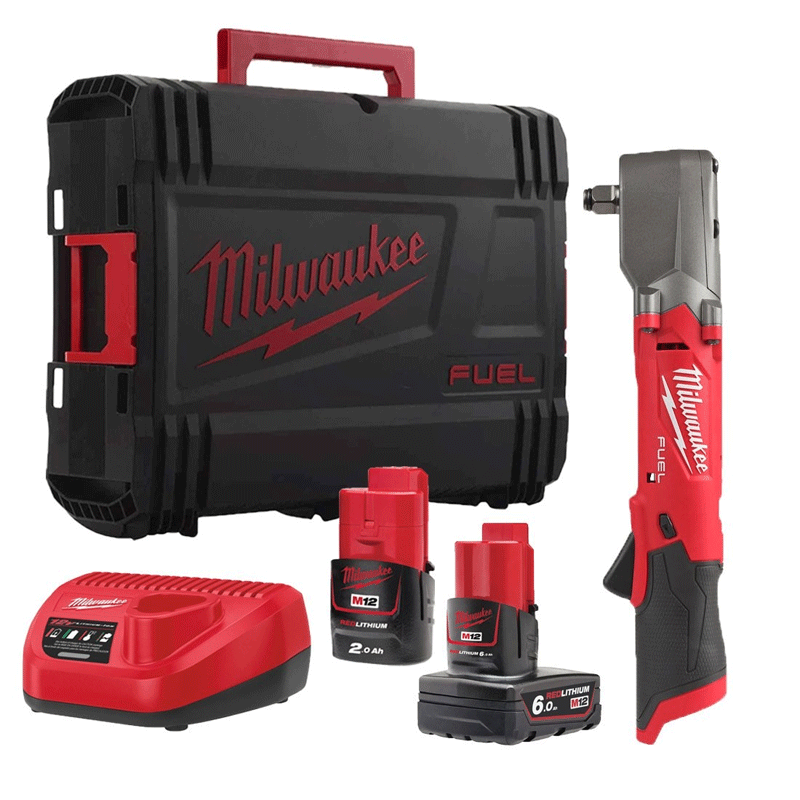 Milwaukee M12 FRAIWF12-622X γωνιακό παλμικό καρυδάκι 12V 1/2" με μπαταρίες 2,0Ah και 6,0Ah