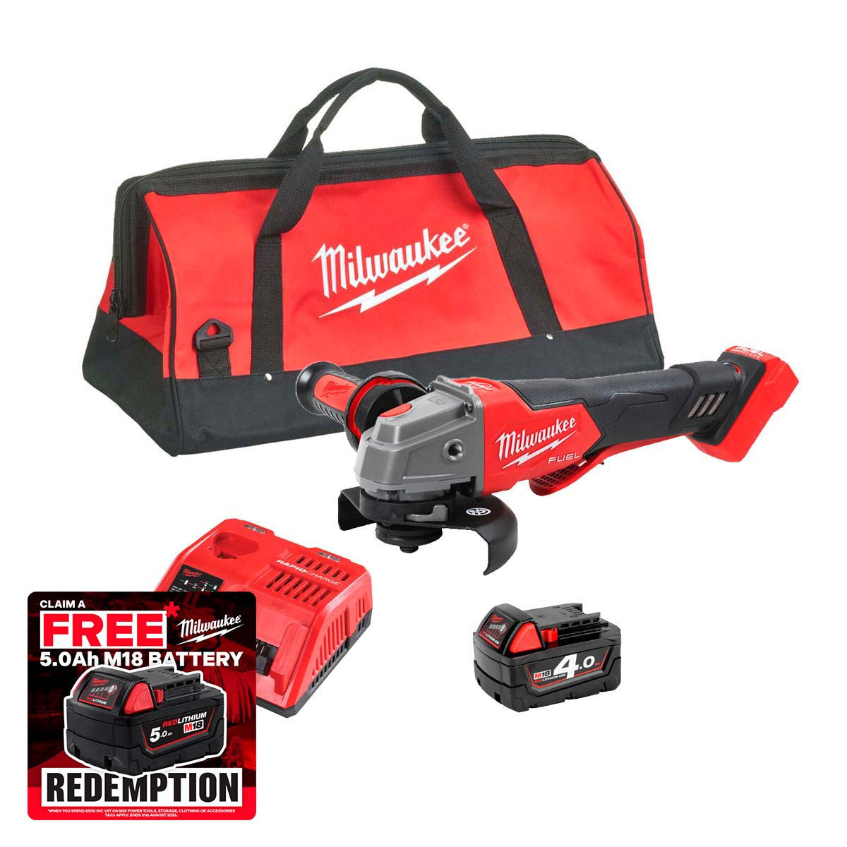Milwaukee M18 FSAGV115XPDB-401X γωνιακός τροχός FUEL 18V 115 mm με μπαταρία 4,0Ah