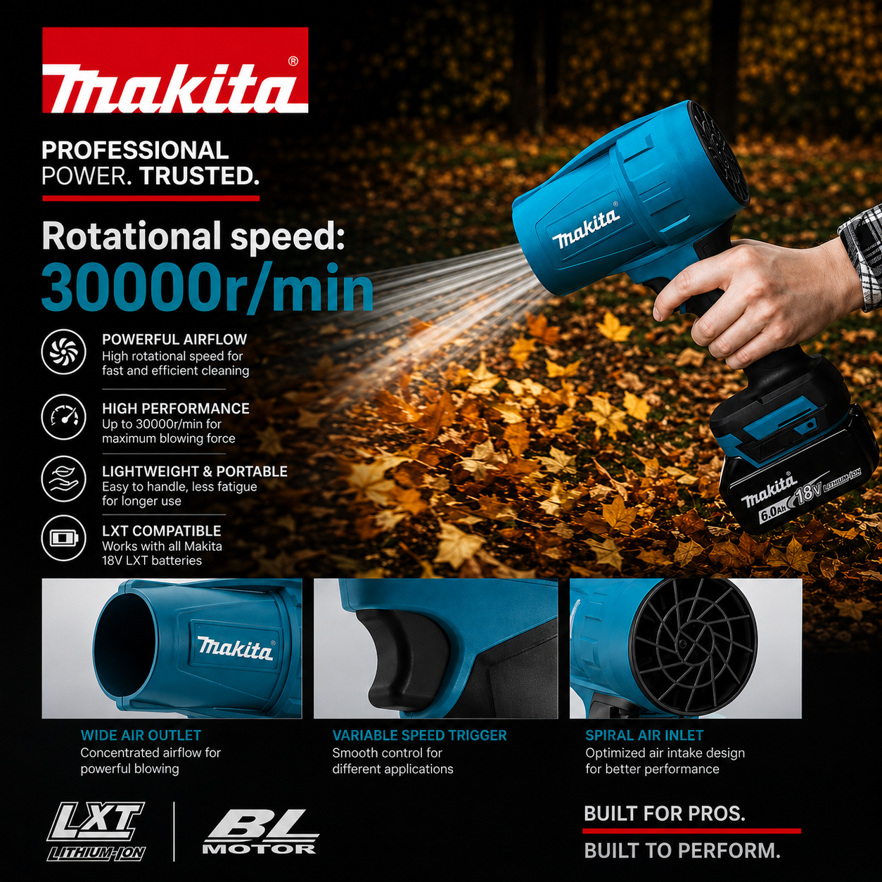 Φυσητήρας Mini - Makita Με Χ2 Μπαταρίες Li-ion Και Βαλιτσάκι Μεταφοράς