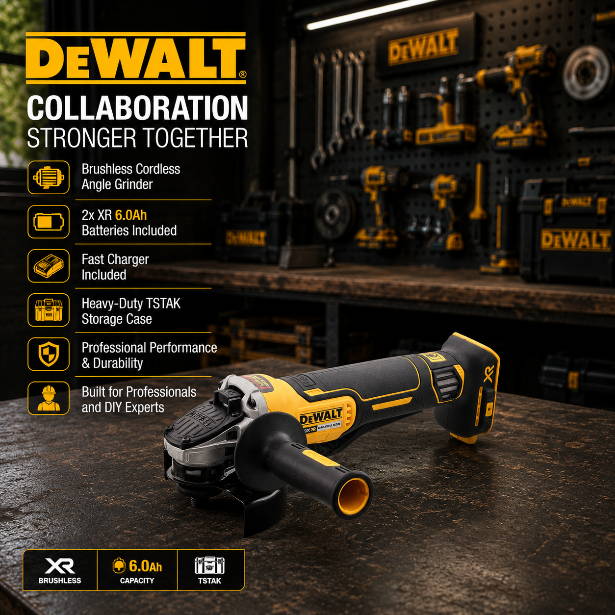 Γωνιακός Τροχός Μπαταρίας DeWalt - DCG406NJ 125mm Brushless X2 Μπαταρίες 6Ah XR
