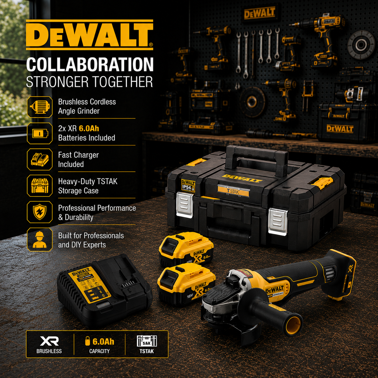 Γωνιακός Τροχός Μπαταρίας DeWalt - DCG406NJ 125mm Brushless X2 Μπαταρίες 6Ah XR